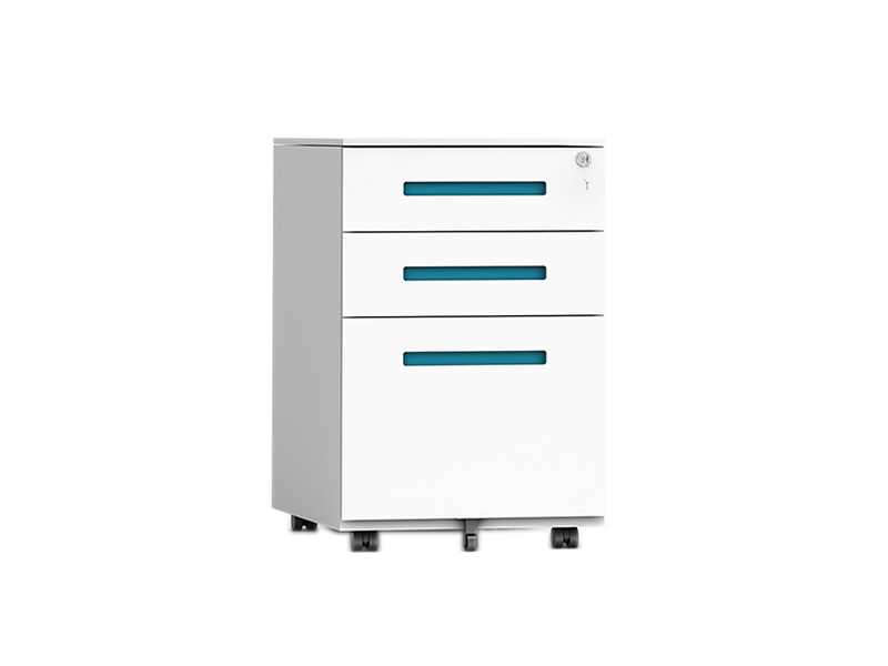 Marine Locker – Sliding Door Low Cabinet（White + Red Handles）