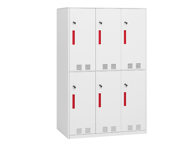 Marine Locker- Six Door（White + Red Handles）