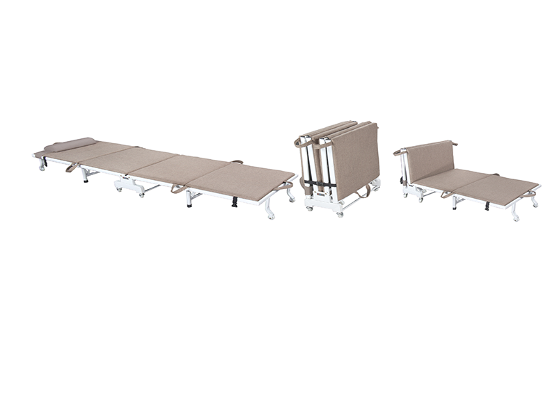 Marine Folding Bed – (Beige, Multi – Fold with Wheels)