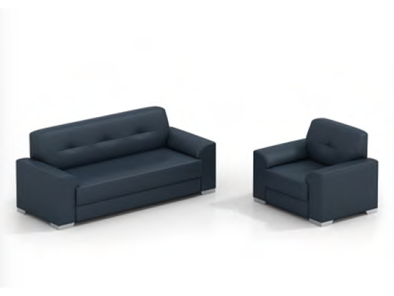 Maritime Sofa and Armchair Set with Deep Blue Upholstery