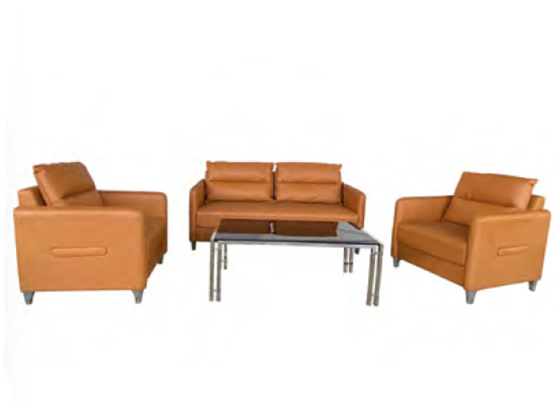 Maritime-Grade Sofa Set with Coffee Table (Orange Upholstery)