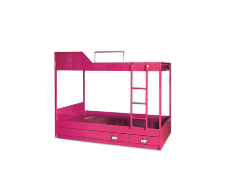Marine-Grade Pink Metal Bunk Bed with Lockable Storage