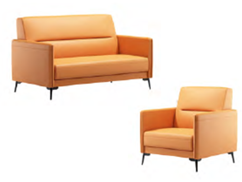 Maritime Sofa Set with Orange Upholstery