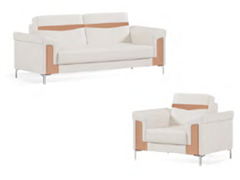 Maritime-Grade Sofa Set with Two-Tone (Cream & Brown) Upholstery