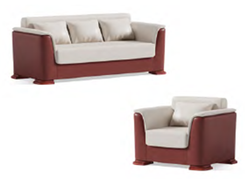Maritime Sofa Set with Two-Tone (Cream & Burgundy) Upholstery
