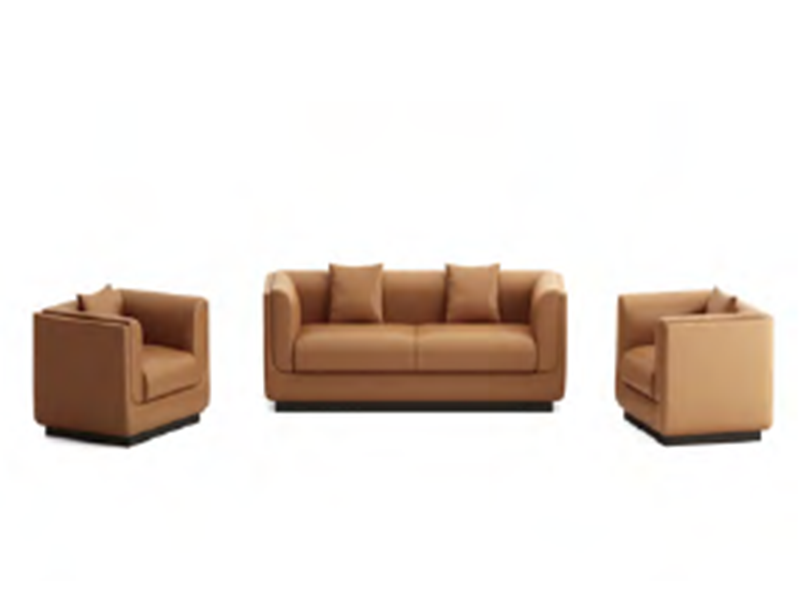 Maritime-Grade Sofa Set with Brown Upholstery (Including Swivel Armchairs)