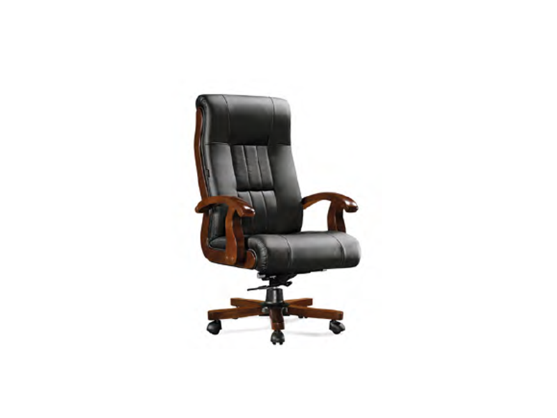 Marine-Grade Executive Swivel Chair: Leather Upholstery with Solid Wood Accents