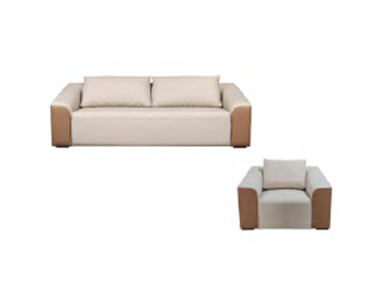 Marine Two-Tone Sofa & Armchair Set (Light Beige & Tan)
